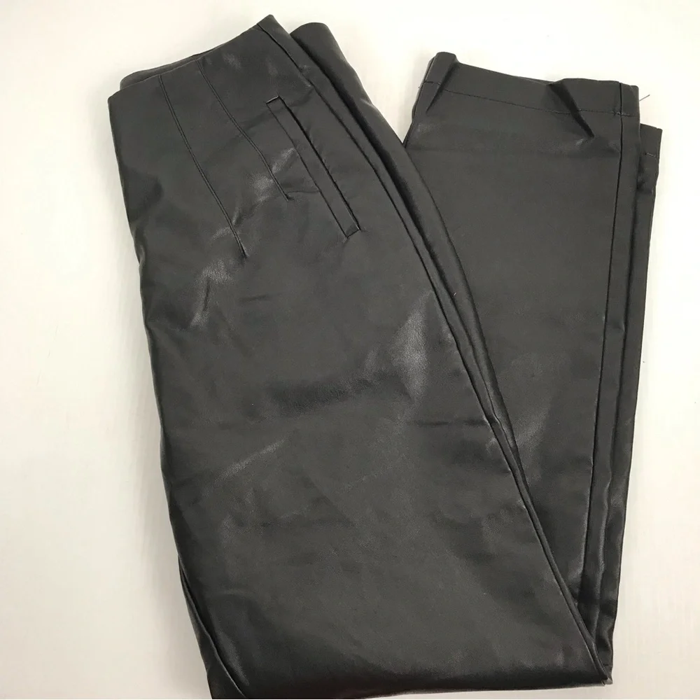 Lulu’s Icon Living Black Vegan Leather High-Waisted Trousers Size M
